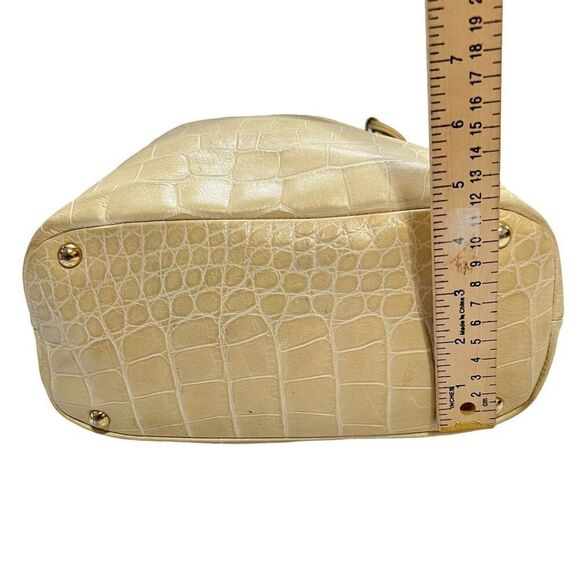 Furla Leather Crocodile Embossed Cream Shoulder Bag Tote - Picture 8 of 11